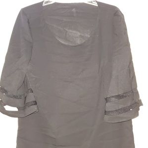 Black sheer with see through stripes on sleeves